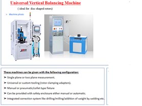 Universal Vertical Balancing Machine ideal for disc shaped rotor